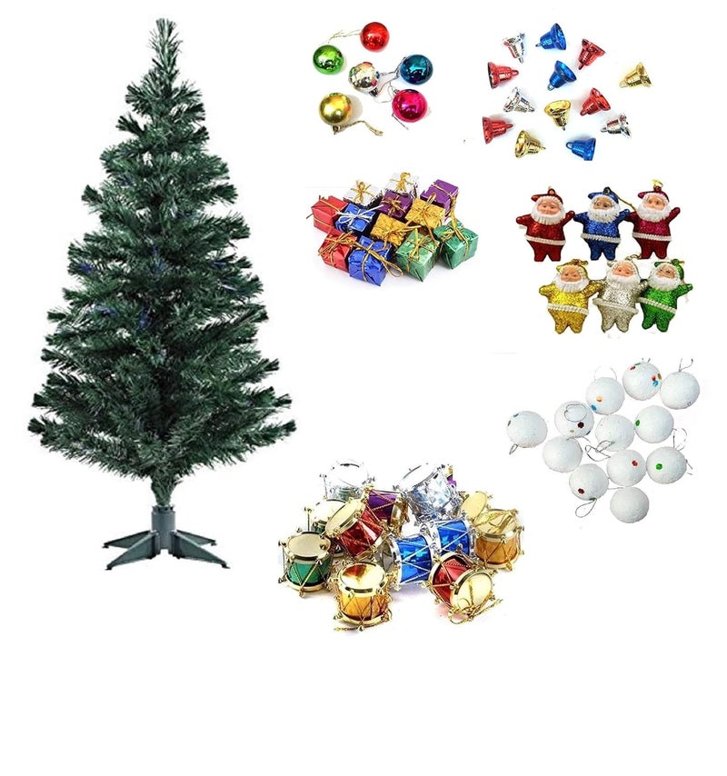 DEEPTI DECOR شجرة ديبتي ديكور الاصطناعية 4 أقدام شجرة عيد الميلاد مع زينة أفضل تزيين لعيد الميلاد ومناسبة عيد الميلاد واحتفال رأس السنة 4 أقدام شجرة 60 قطعة زينة مجموعة 2 - Image 1