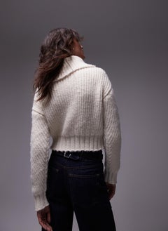 TOPSHOP Knitted Chunky Cable Collar Cardigan  - Image 2