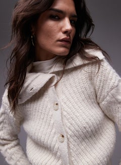 TOPSHOP Knitted Chunky Cable Collar Cardigan  - Image 3