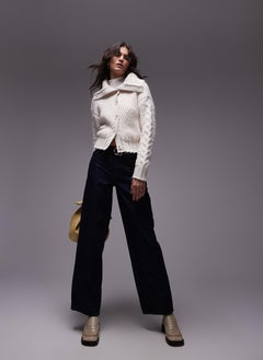TOPSHOP Knitted Chunky Cable Collar Cardigan  - Image 4