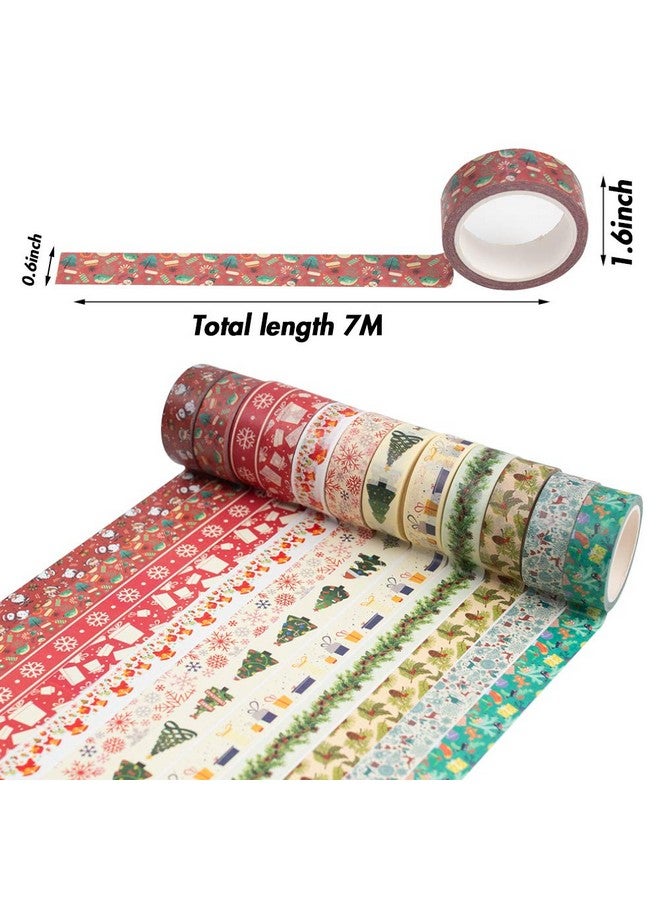 3 اوترس مجموعة شرائط واشي لعيد الميلاد، 12 لفة من شريط لاصق مزخرف لعيد الميلاد المجيد لتزيين حفلات عيد الميلاد، 0.6 بوصة × 23 قدمًا - Image 2