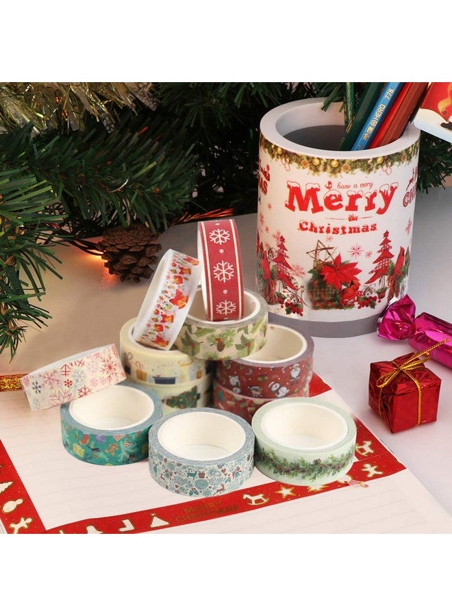 3 اوترس مجموعة شرائط واشي لعيد الميلاد، 12 لفة من شريط لاصق مزخرف لعيد الميلاد المجيد لتزيين حفلات عيد الميلاد، 0.6 بوصة × 23 قدمًا - Image 5
