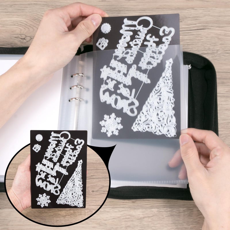 UNIMEIX Magnetic Sheets for Die Storage with Mold Bag, 12 Pcs Stamp and Die Storage Sheets and 12 Pcs Pockets for Card Making Supplies(0.8 mm Thickness, Black) - Image 4