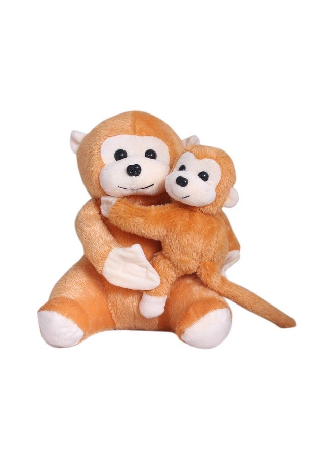 تيكلز لعبة محشوة ناعمة على شكل أم قرد مع قرد صغير للبنات والأولاد والرضع والأطفال (الحجم: 28 سم، اللون: بني فاتح) - Image 1