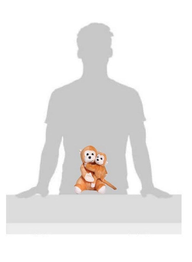 تيكلز لعبة محشوة ناعمة على شكل أم قرد مع قرد صغير للبنات والأولاد والرضع والأطفال (الحجم: 28 سم، اللون: بني فاتح) - Image 4