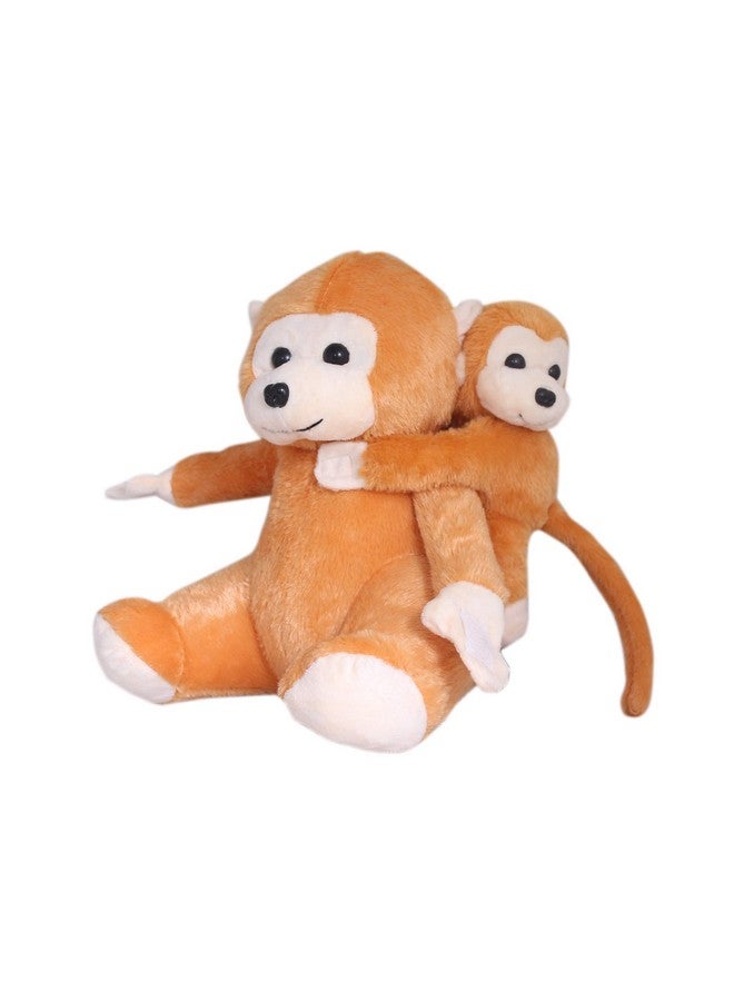 تيكلز لعبة محشوة ناعمة على شكل أم قرد مع قرد صغير للبنات والأولاد والرضع والأطفال (الحجم: 28 سم، اللون: بني فاتح) - Image 3