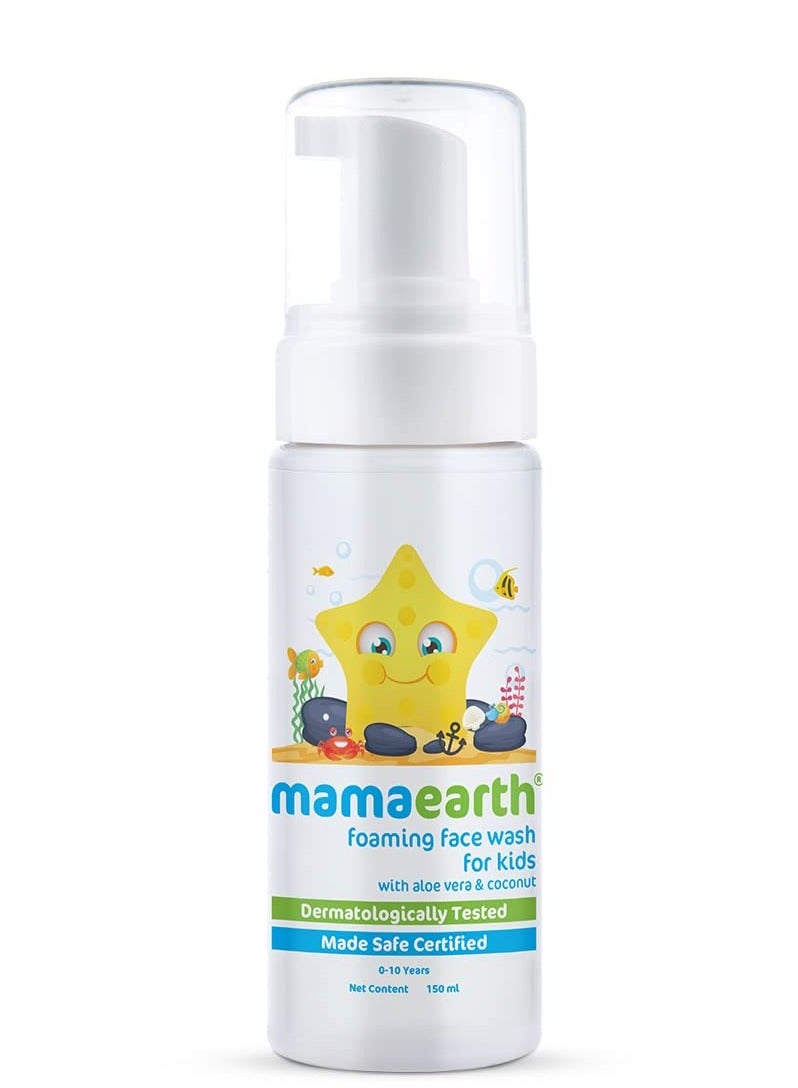 Mama Earth Foaming Face Wash For Kids With Aloe Vera & Coconut For Gentle Cleansing- 150 ml - Image 1