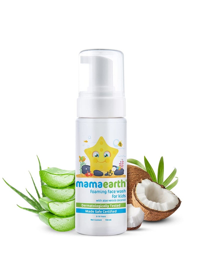 Mama Earth Foaming Face Wash For Kids With Aloe Vera & Coconut For Gentle Cleansing- 150 ml - Image 2