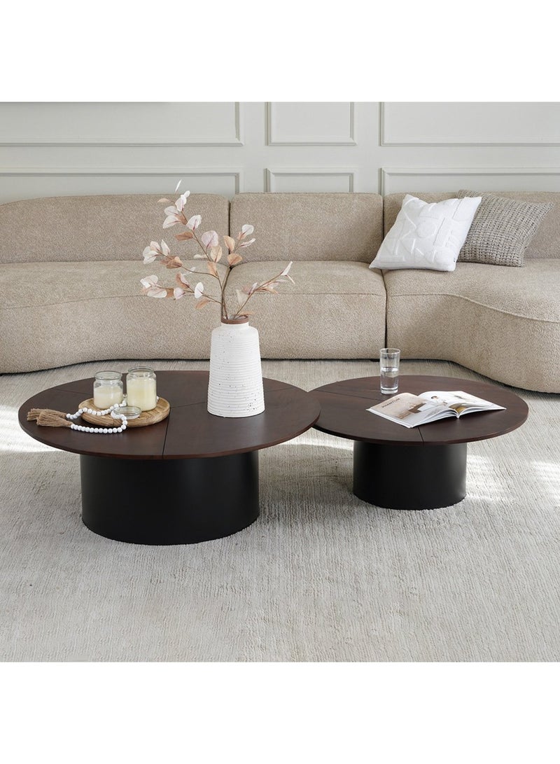 Pan Home Edralin Coffee Table Set Of 2 Solid Wood - Brown And Black - Image 4