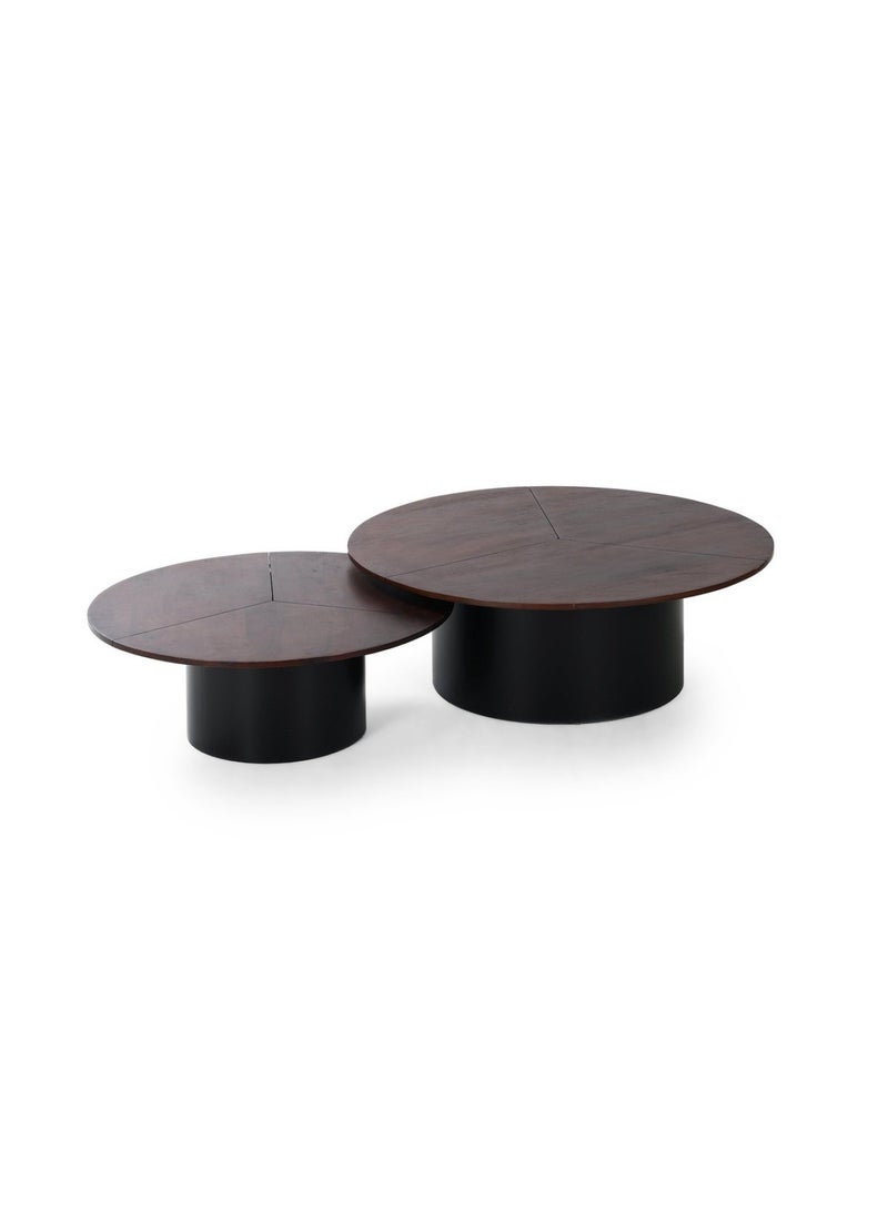 Pan Home Edralin Coffee Table Set Of 2 Solid Wood - Brown And Black - Image 1