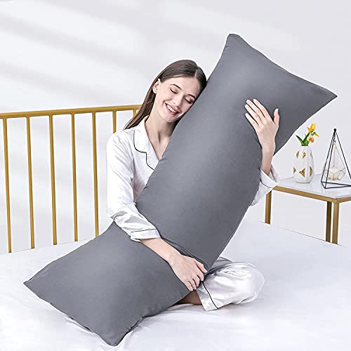 ATOOTFUSION Luxury Full Body Pillow Insert with Fiber Cover - Ultra Soft Body Pillow for Sleeping - Breathable Long Bed Pillow Insert, 20"x54" (Grey) - Image 1