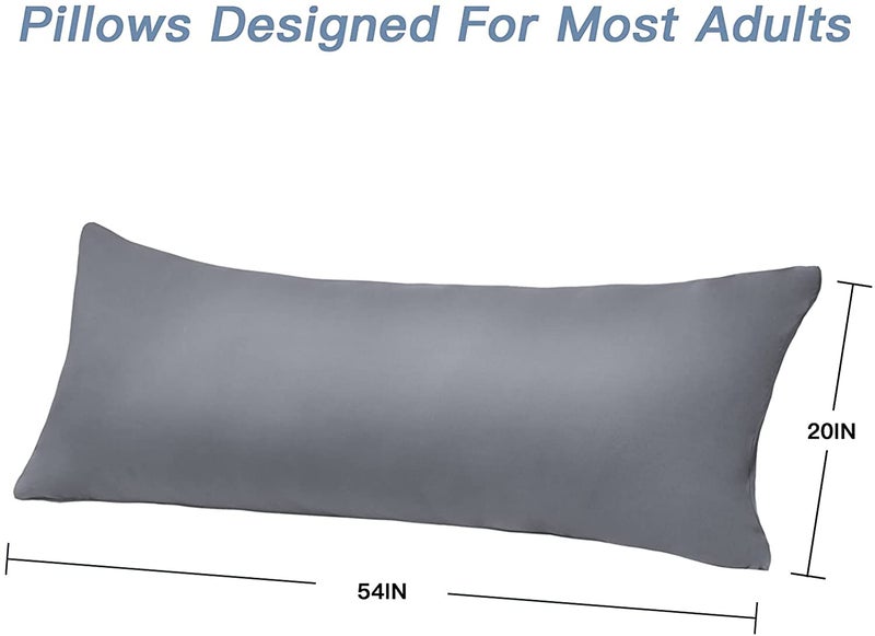 ATOOTFUSION Luxury Full Body Pillow Insert with Fiber Cover - Ultra Soft Body Pillow for Sleeping - Breathable Long Bed Pillow Insert, 20"x54" (Grey) - Image 3