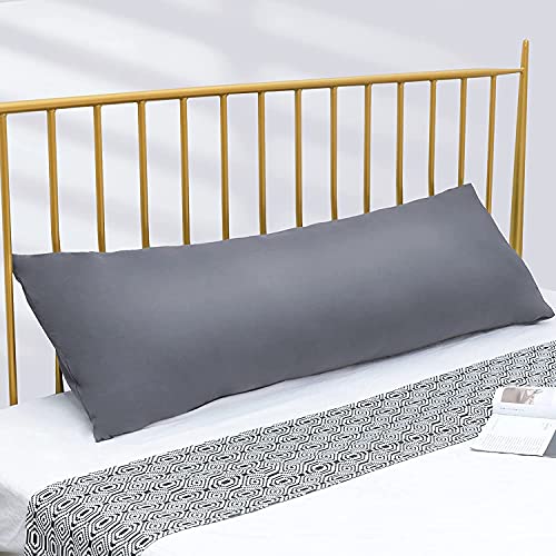 ATOOTFUSION Luxury Full Body Pillow Insert with Fiber Cover - Ultra Soft Body Pillow for Sleeping - Breathable Long Bed Pillow Insert, 20"x54" (Grey) - Image 2