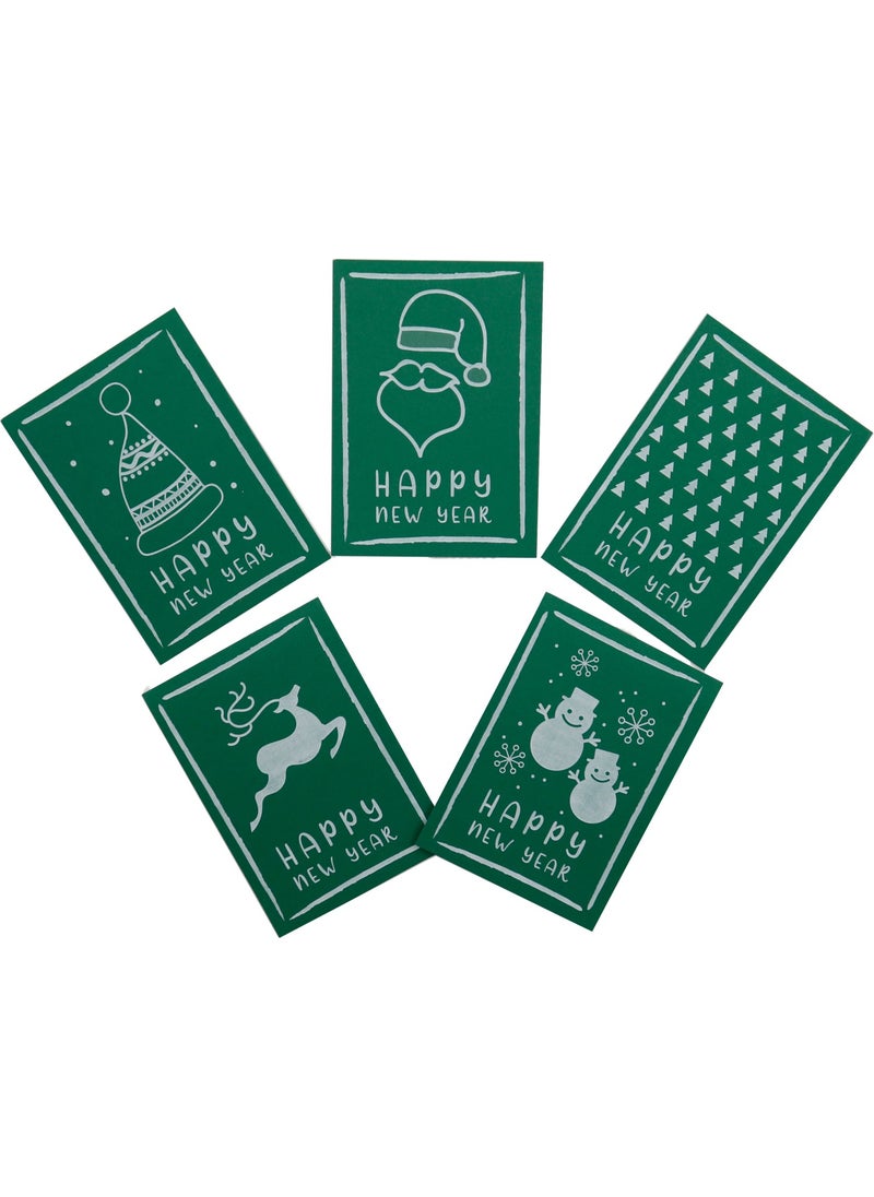 Repro Design 10X14 cm New Year Themed 5 Pieces Greeting Card Model-5 Happy New Year  - Image 4