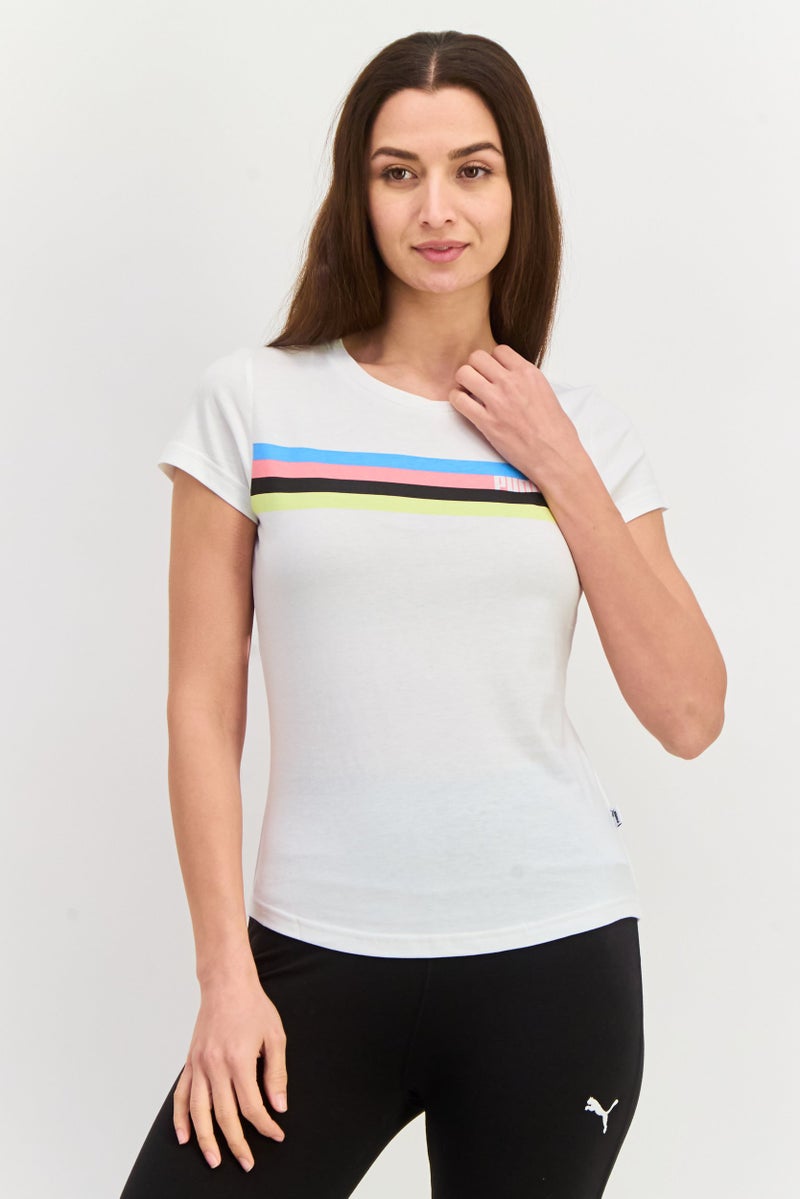 PUMA Women Sportswear Fit Short Sleeve Outdoor T-Shirt, White Combo - Image 1