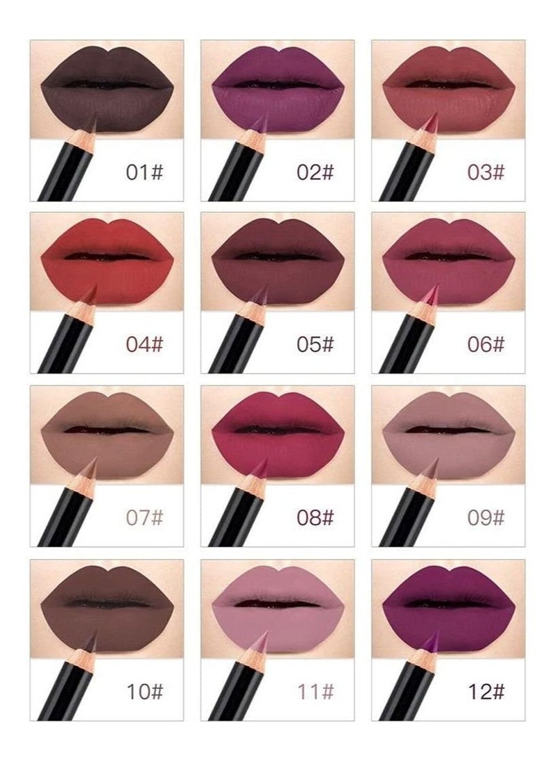 NICEFACE 12-Piece Multicolor Lipliner Pencil Collection Lip Perfection in Every Shade