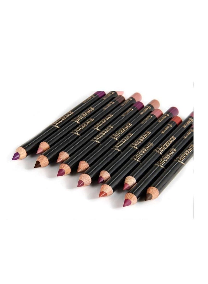 NICEFACE 12-Piece Multicolor Lipliner Pencil Collection Lip Perfection in Every Shade