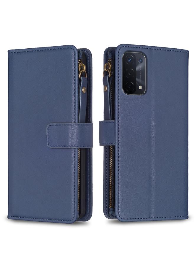 اس-توب جراب لهاتف OPPO A74 5G / A93 5G / A54 5G مزود بـ 9 فتحات للبطاقات وسحاب ومحفظة جلدية قابلة للطي - Image 1