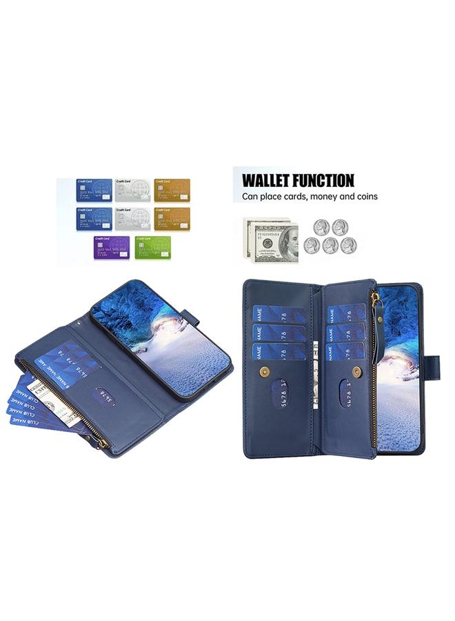 اس-توب جراب لهاتف OPPO A74 5G / A93 5G / A54 5G مزود بـ 9 فتحات للبطاقات وسحاب ومحفظة جلدية قابلة للطي - Image 5