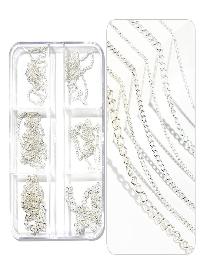 HYWWPFLAY 24 Strips Chain Nail Charms Gold Silver Nail Chains Charms for Nails 3D Punk Metal Nail Art Studs Nail Decorations DIY Craft Manicure Jewels - Image 3