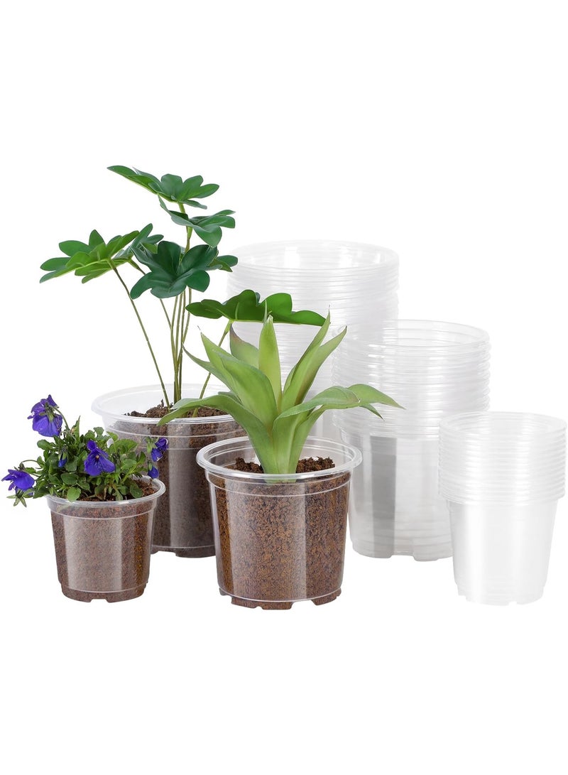 Relex 30 Pack 6/5/4Inch Clear Nursery Pots with Drainage Holes, Clear Plant Pot for Planting, Transparent Plastic Plant Pots, Durable Seed Starting Pot for Succulents - Image 1