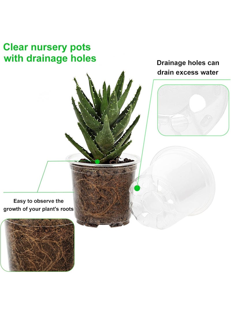 Relex 30 Pack 6/5/4Inch Clear Nursery Pots with Drainage Holes, Clear Plant Pot for Planting, Transparent Plastic Plant Pots, Durable Seed Starting Pot for Succulents - Image 4
