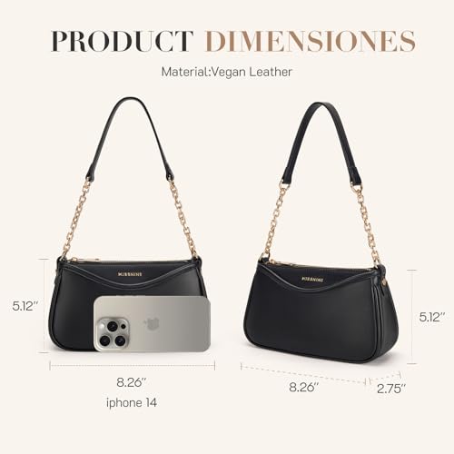 Missnine Shoulder Bag for Women Small Purse Trendy Clutch Hobo Bag Vegan Leather Mini Handbag with Zipper Closure, Black - Image 5