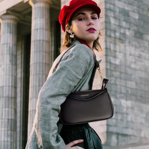 Missnine Shoulder Bag for Women Small Purse Trendy Clutch Hobo Bag Vegan Leather Mini Handbag with Zipper Closure, Black - Image 2