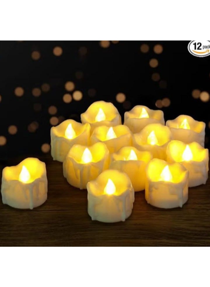 مجموعة من 12 شمعة شاي LED بدون لهب ومؤقتة تعمل بالبطارية - Image 1