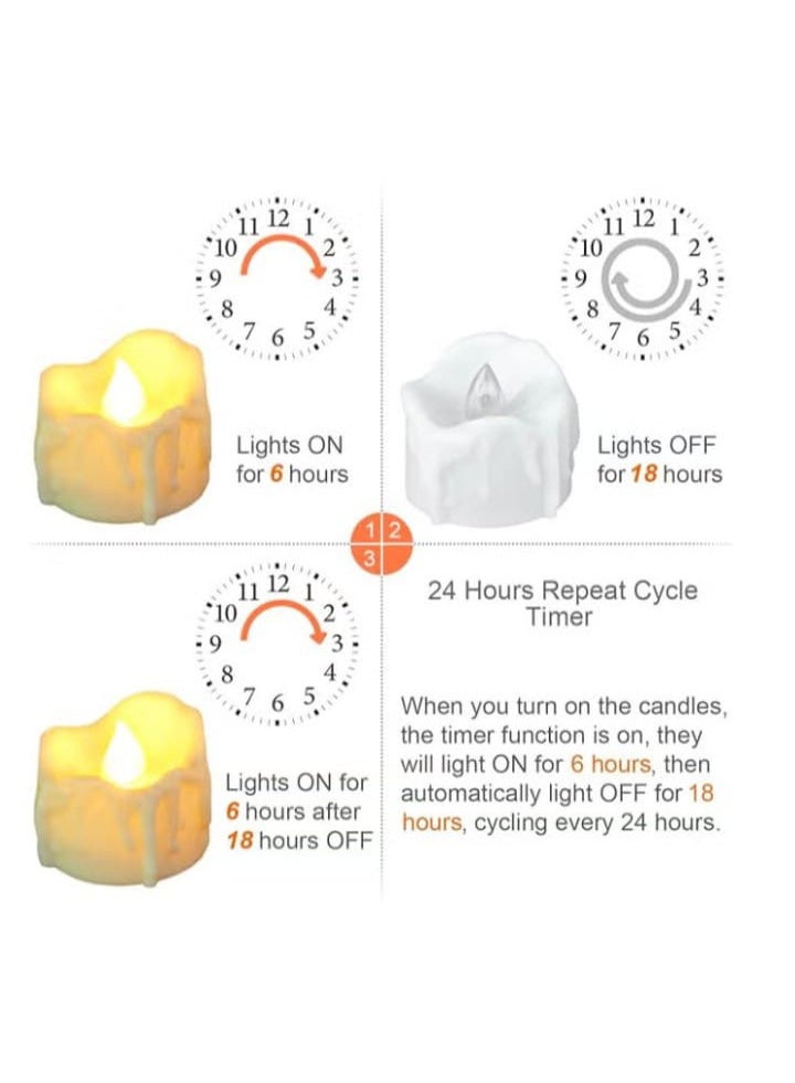 مجموعة من 12 شمعة شاي LED بدون لهب ومؤقتة تعمل بالبطارية - Image 4