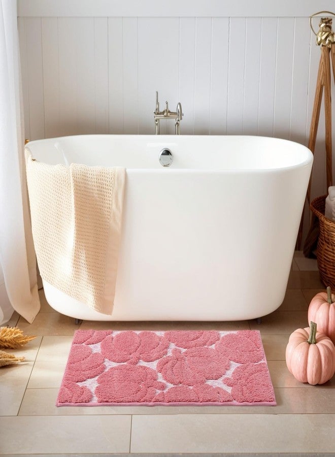 VivaNest Luxury Fall Autumn Pink Pumpkin Bathroom Mat, 17"x25" Extra Soft and Absorbent Microfiber 3 Color Ombre Bath Rug, Non-Slip TPR Back, Plush Shaggy Bath Carpet for Floor - Image 2