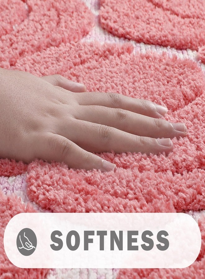 VivaNest Luxury Fall Autumn Pink Pumpkin Bathroom Mat, 17"x25" Extra Soft and Absorbent Microfiber 3 Color Ombre Bath Rug, Non-Slip TPR Back, Plush Shaggy Bath Carpet for Floor - Image 4