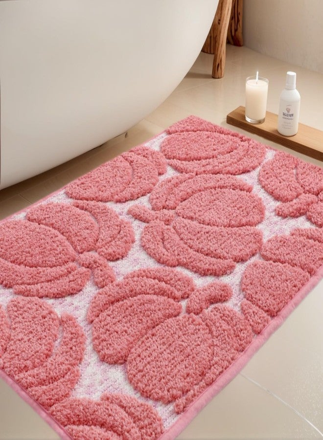 VivaNest Luxury Fall Autumn Pink Pumpkin Bathroom Mat, 17"x25" Extra Soft and Absorbent Microfiber 3 Color Ombre Bath Rug, Non-Slip TPR Back, Plush Shaggy Bath Carpet for Floor - Image 1
