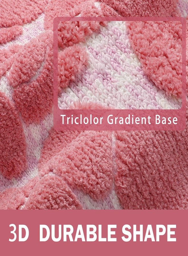 VivaNest Luxury Fall Autumn Pink Pumpkin Bathroom Mat, 17"x25" Extra Soft and Absorbent Microfiber 3 Color Ombre Bath Rug, Non-Slip TPR Back, Plush Shaggy Bath Carpet for Floor - Image 3
