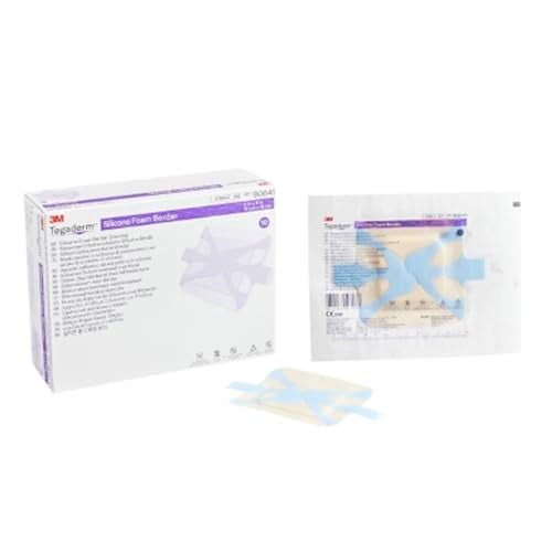 Tegaderm 3M Silicone Foam Border Dressing 4" x 4" (Box of 10), 90641 - Image 1