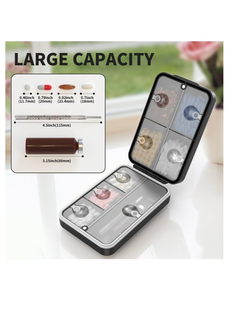Excefore Daily Pill Organizer, 8 Compartments Large Magnetic Pill Organizer, Portable Moisture-Proof Pill Box for Travel, BPA Free, Clear Lid, Easy to Clean, For Vitamin, Fish Oils, Supplements, Black - Image 4