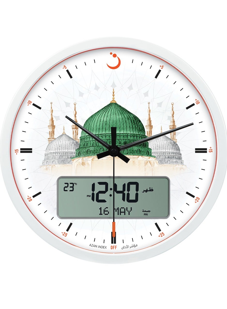 ساعة الفجر للصلاة ذات الحائط الدائري الكبير الأوتوماتيكية الرقمية