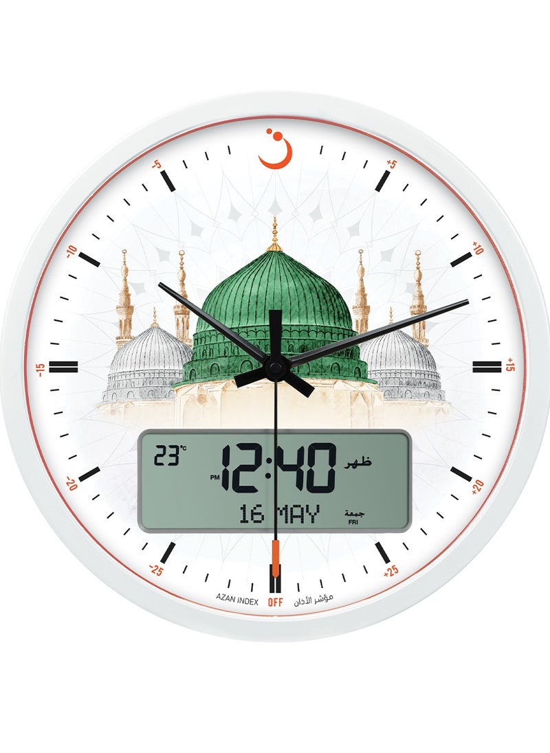 Alfajr ALFAJR Large Round Wall Ana-Digi Automatic Azan Athan Prayer Clock  - Image 1