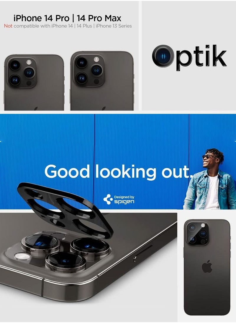 Spigen - Glastr Optik for iPhone 14 Pro and iPhone 14 Pro Max Camera Lens Protector - Black (2 Pack) - Image 1