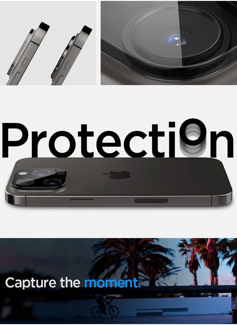 Spigen - Glastr Optik for iPhone 14 Pro and iPhone 14 Pro Max Camera Lens Protector - Black (2 Pack) - Image 1