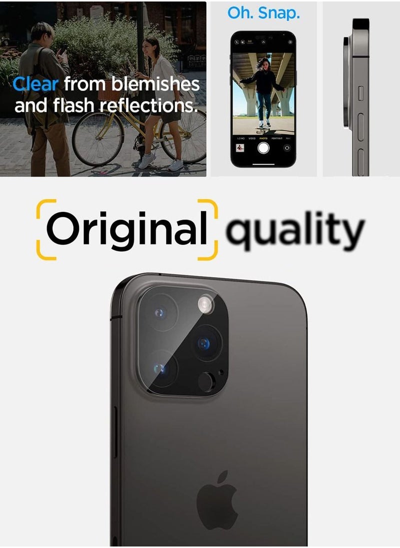 Spigen - Glastr Optik for iPhone 14 Pro and iPhone 14 Pro Max Camera Lens Protector - Black (2 Pack) - Image 1