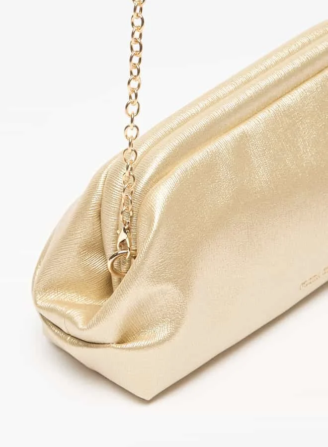فلورا بيلا من شو إكسبرس Women Solid Clutch with Chain Strap and Hinged Closure