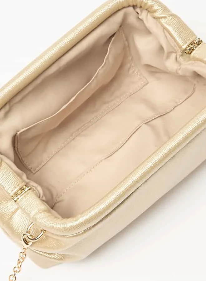 فلورا بيلا من شو إكسبرس Women Solid Clutch with Chain Strap and Hinged Closure
