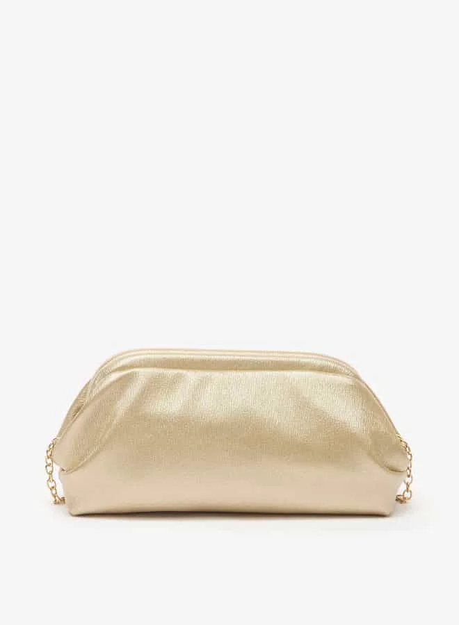 فلورا بيلا من شو إكسبرس Women Solid Clutch with Chain Strap and Hinged Closure