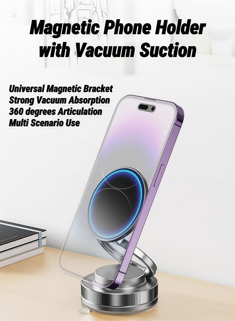 Lesha 【2025 Upgrade】Magnetic Phone Holder Mount with Vacuum Suction Base, 360° Rotatable & Foldable Car Phone Mount for Dashboard/Windscreen/Desk, Black  - Image 3