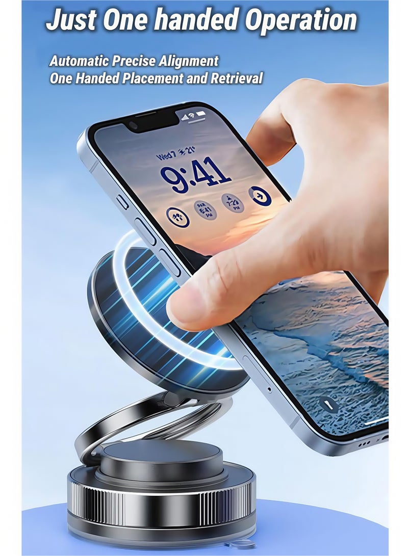 Lesha 【2025 Upgrade】Magnetic Phone Holder Mount with Vacuum Suction Base, 360° Rotatable & Foldable Car Phone Mount for Dashboard/Windscreen/Desk, Black  - Image 5