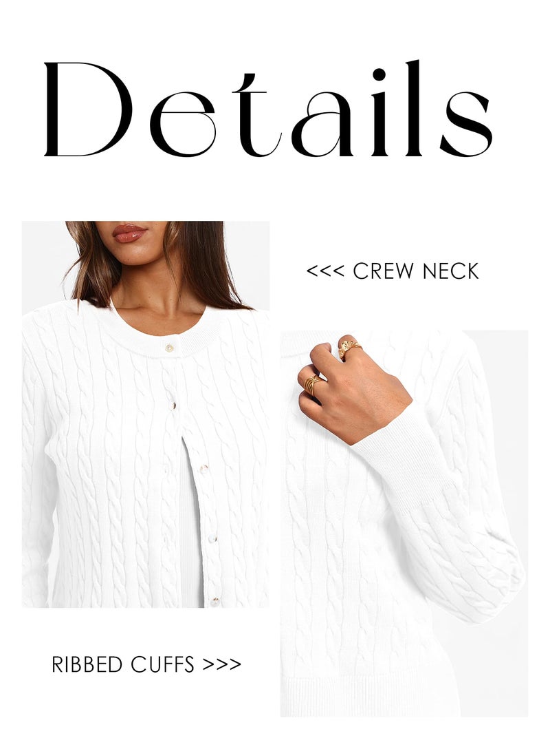 Darong Women's Knit Cardigan Sweaters Casual Long Sleeve Open Front Button Down Trendy Knit Outerwear 9129 White S - Image 4