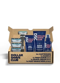 Dollar Shave Club  Ultimate Shave Set  4 Swift Rinse Refill Cartridges 1 Handle 1 Prep Scrub 3 ounce 1 Shave Cream 6 ounce 1 Post Shave Dew 34 ounce