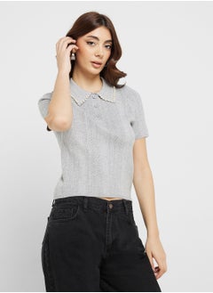 ONLY Pearl Collar Detail Polo Top  - Image 1
