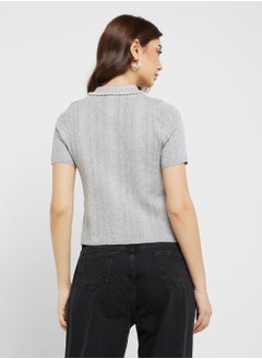 ONLY Pearl Collar Detail Polo Top  - Image 2
